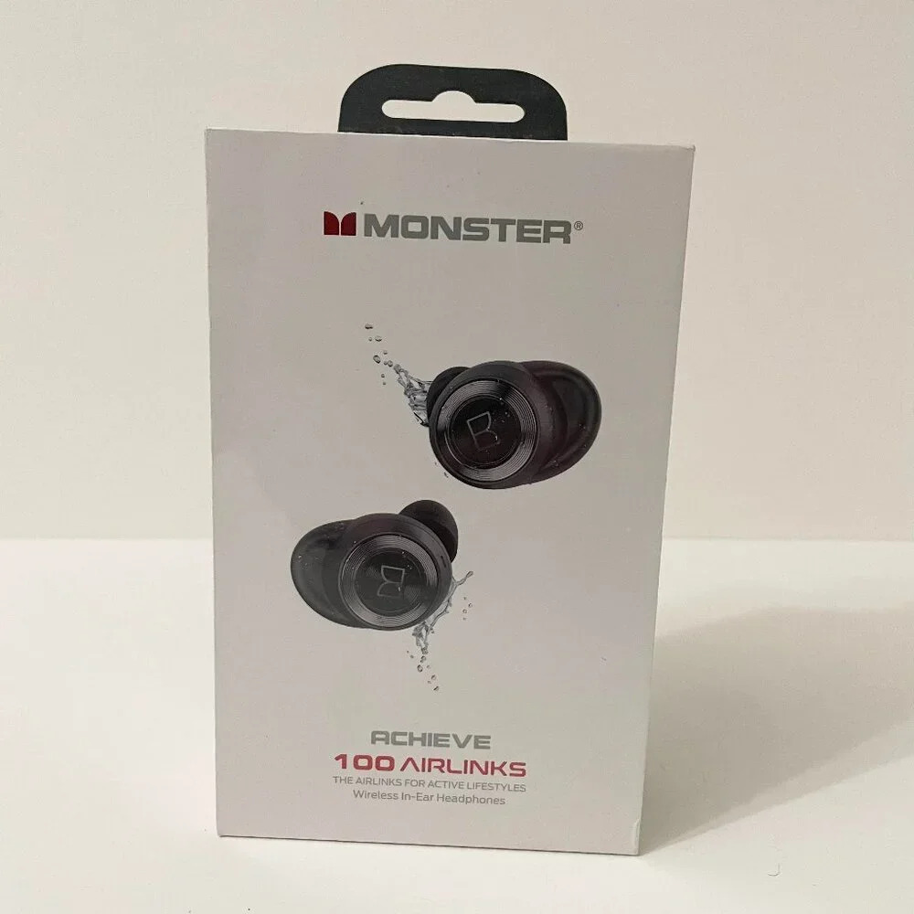 Monster Achieve 100 Airlinks Headphones Bluetooth USB-C Water Resist Sealed